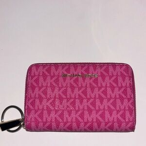 hot pink michael kors zip up wallet